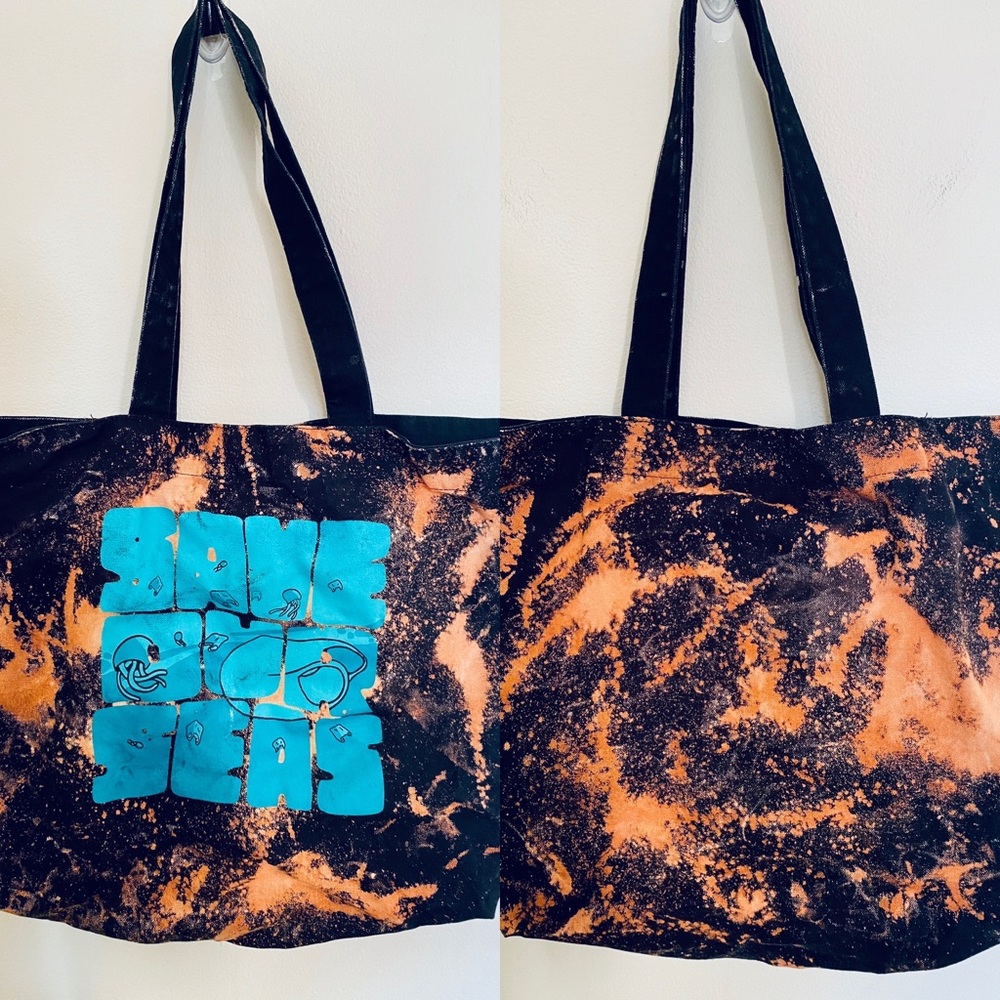 Save Our Seas Custom Bleach Dyed Black Tote